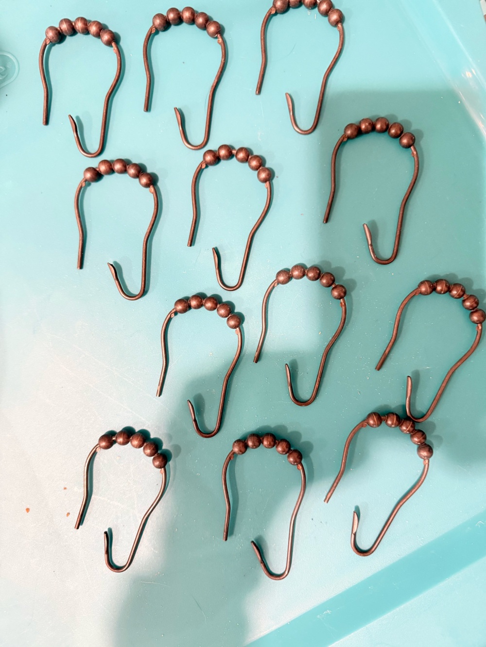 Copper Beaded Shower Curtain Hooks - Set of 12